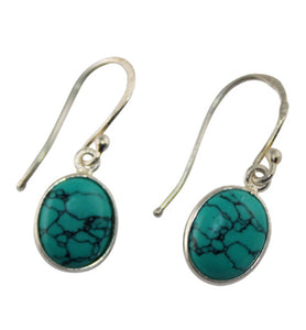 Dainty Oval Turquoise Earrings - Little Elephant