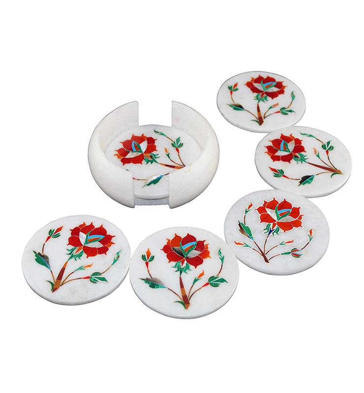Red Floral Coaster Set - Little Elephant