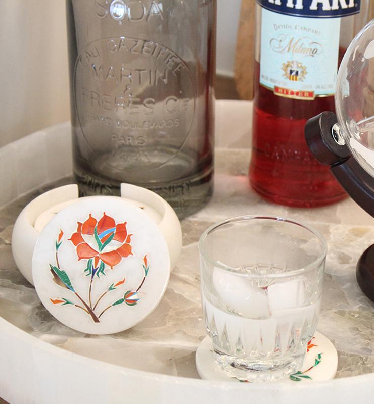 Red Floral Coaster Set - Little Elephant