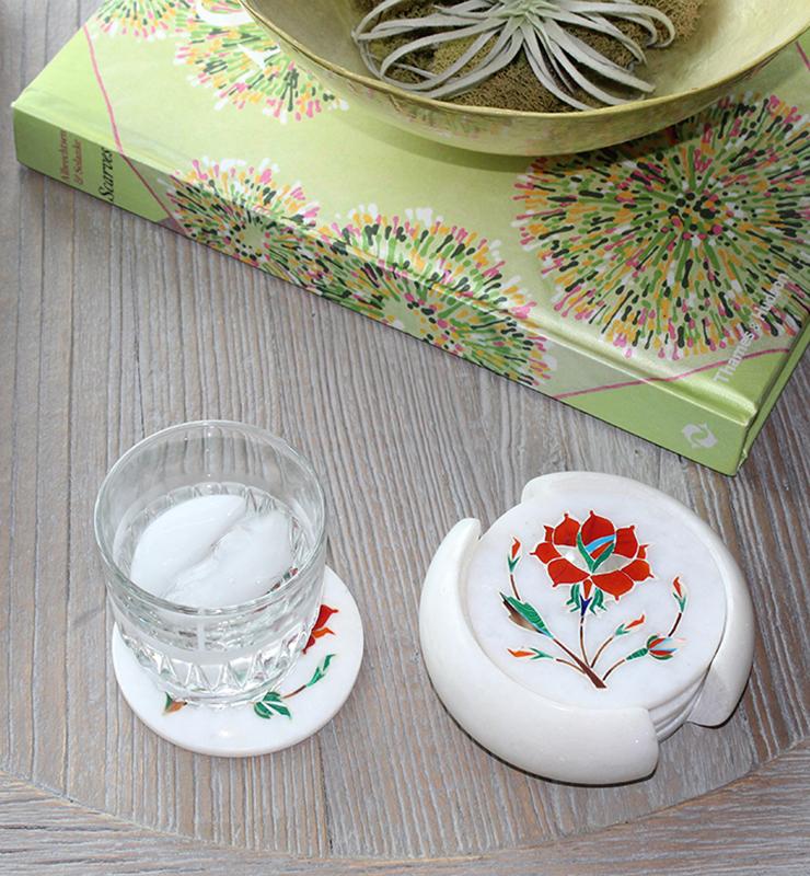 Red Floral Coaster Set - Little Elephant