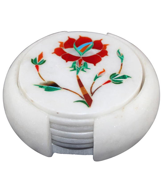 Red Floral Coaster Set - Little Elephant