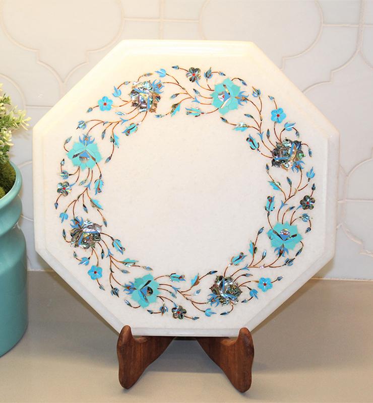 Octagon Pietra Dura Marble Table - Little Elephant