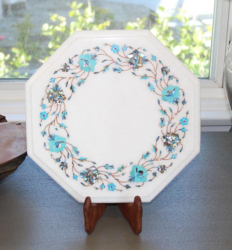 Octagon Pietra Dura Marble Table - Little Elephant