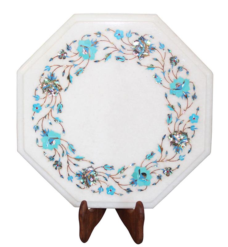 Octagon Pietra Dura Marble Table - Little Elephant
