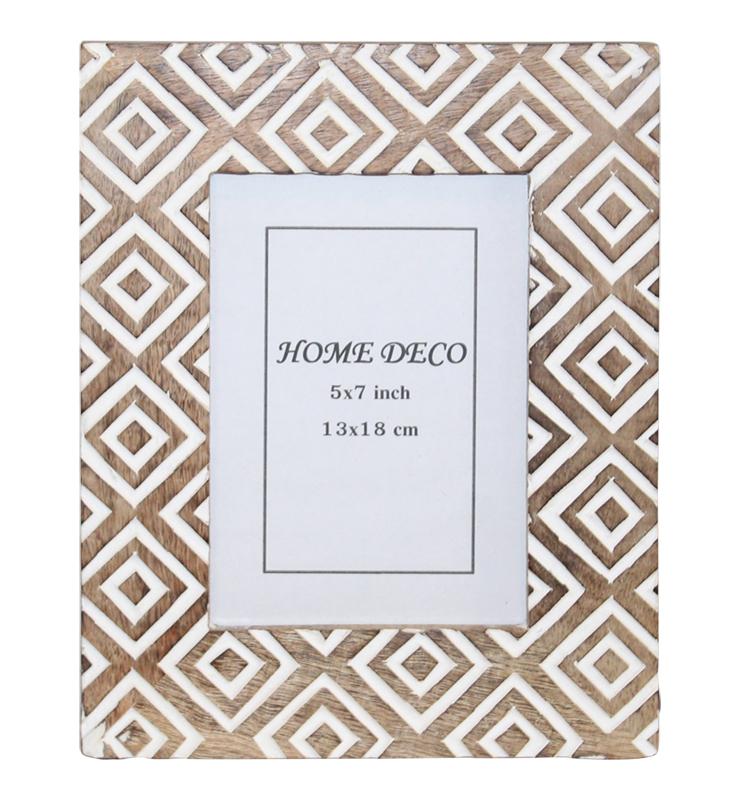 Geometric Hand-carved Mango Wood Picture Frame