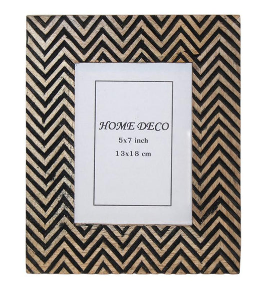Striped Mango Wood Hand-carved Picture Frame