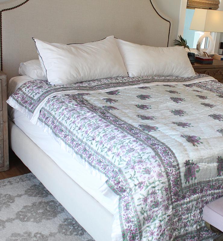 Boho Elephant Motif Silk Quilt - Little Elephant
