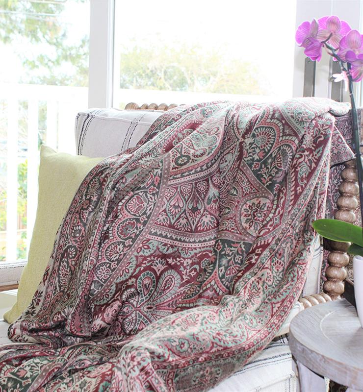 Vintage Floral Wool Throw - Little Elephant