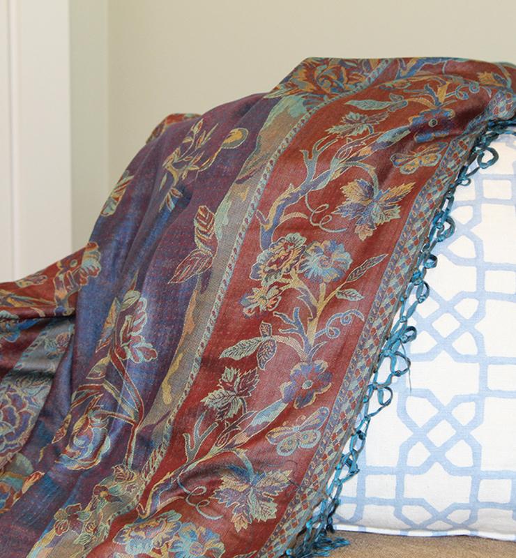 Artisan Crafted Silk Throw - Blue - Little Elephant
