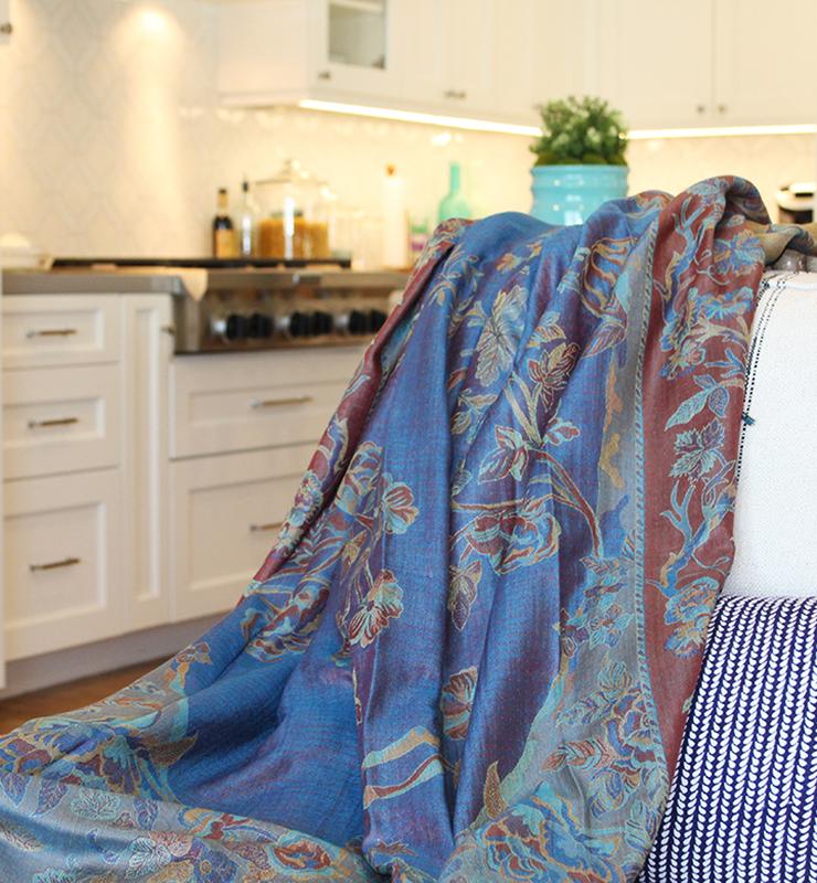 Artisan Crafted Silk Throw - Blue - Little Elephant