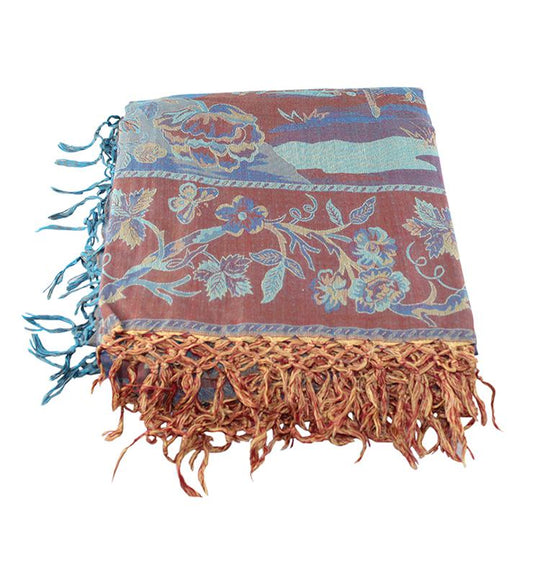 Artisan Crafted Silk Throw - Blue - Little Elephant