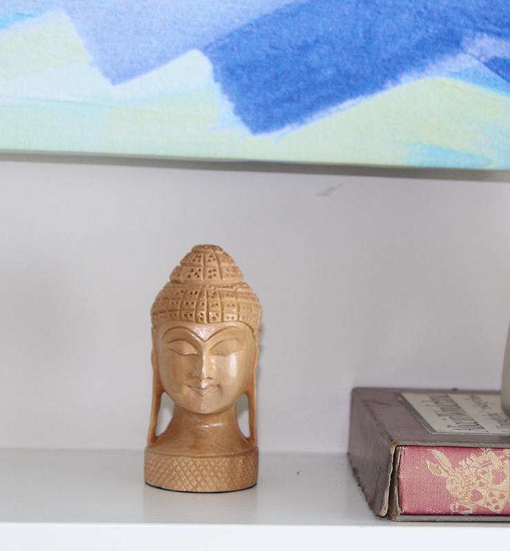 Hand Carved Wood Buddha's Head Statuette  - Little Elephant